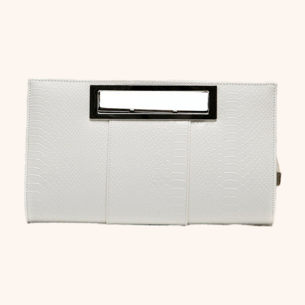 Pochette Effet Croco Poignée Métallique en cuir vegan - La Maison Cabas