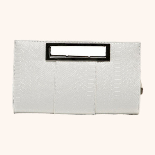Pochette Effet Croco Poignée Métallique en cuir vegan - La Maison Cabas