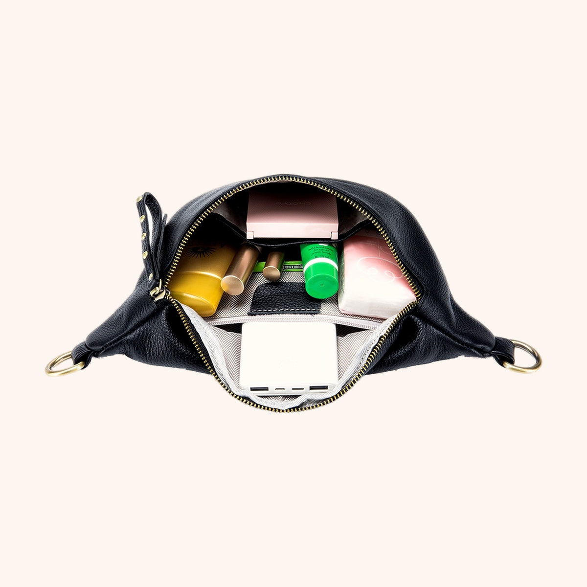 Sac Banane Cuir Grande Capacité en cuir vegan, vue intérieure - La Maison Cabas