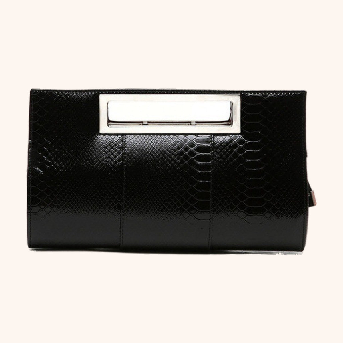 Pochette Effet Croco Poignée Métallique en cuir vegan, vue intérieure - La Maison Cabas