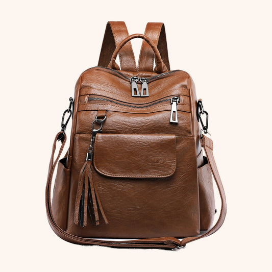 Sac à Dos Double Usage Pampille en cuir vegan, coloris Noir - La Maison Cabas
