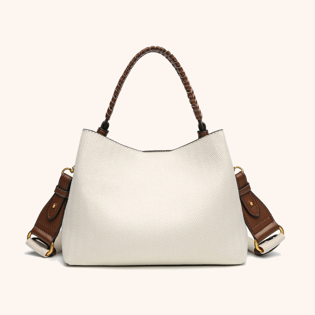 Sac Cabas Tressé Paille Beige, vue de face - La Maison Cabas