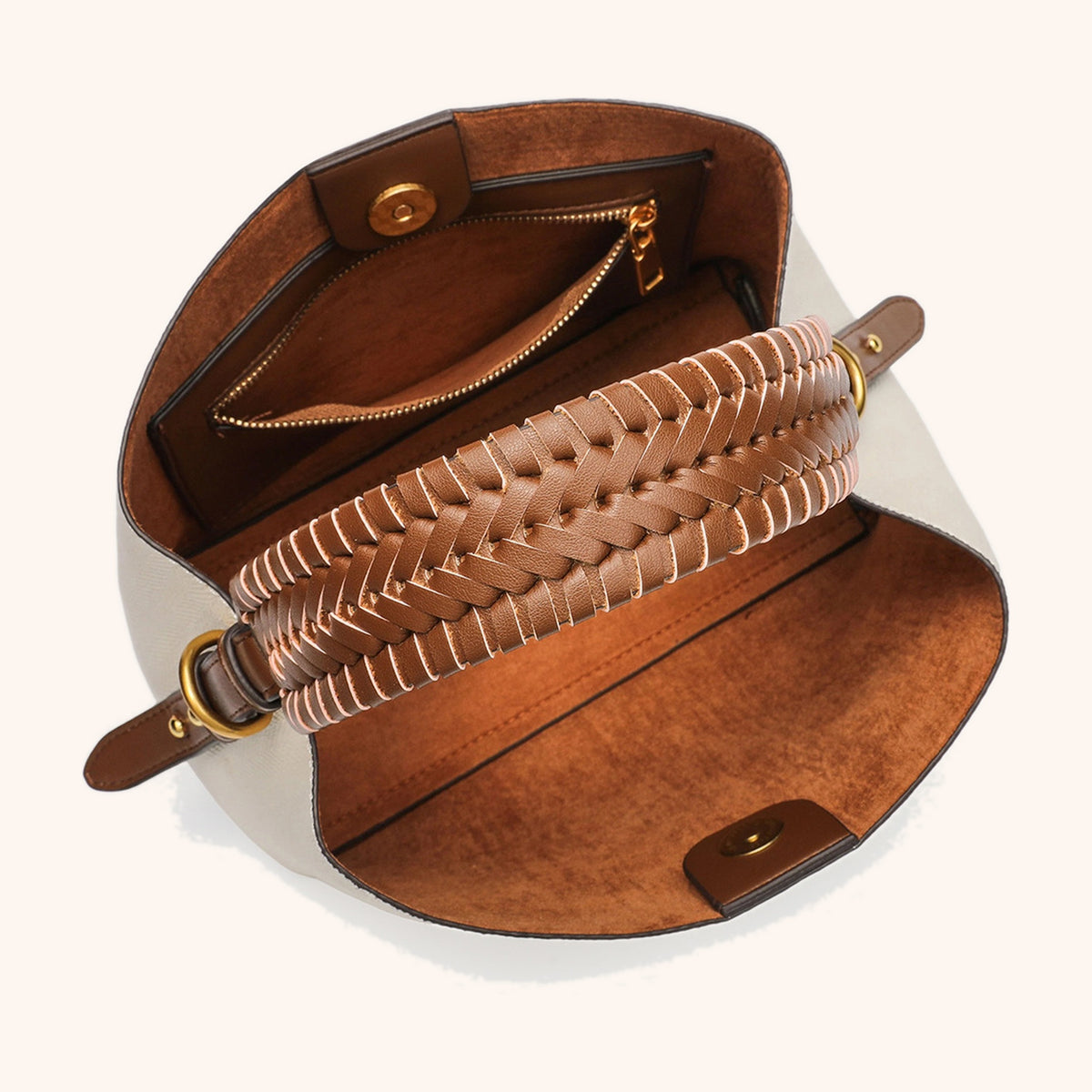 Sac Cabas Tressé Paille Beige, vue intérieure - La Maison Cabas