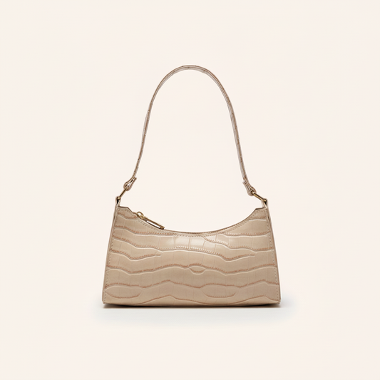 Sac Baguette Effet Croco Tendance en cuir vegan, vue principale fond harmonisé - La Maison Cabas