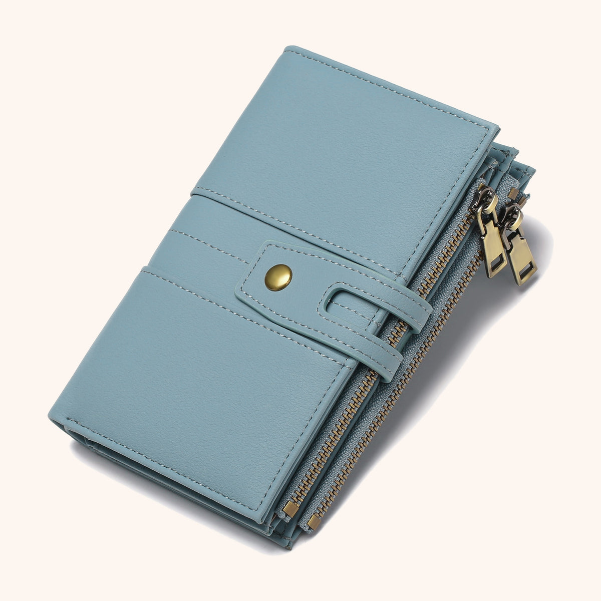 Petit Portefeuille Compact Pochette Photo en cuir vegan, coloris Bleu Ciel - La Maison Cabas