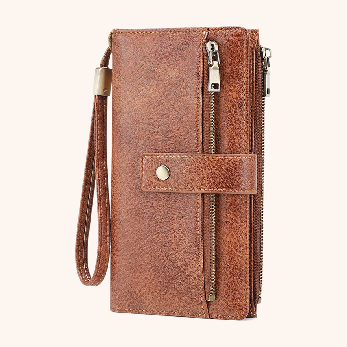 Portefeuille Multicartes RFID en cuir vegan, coloris Marron - La Maison Cabas