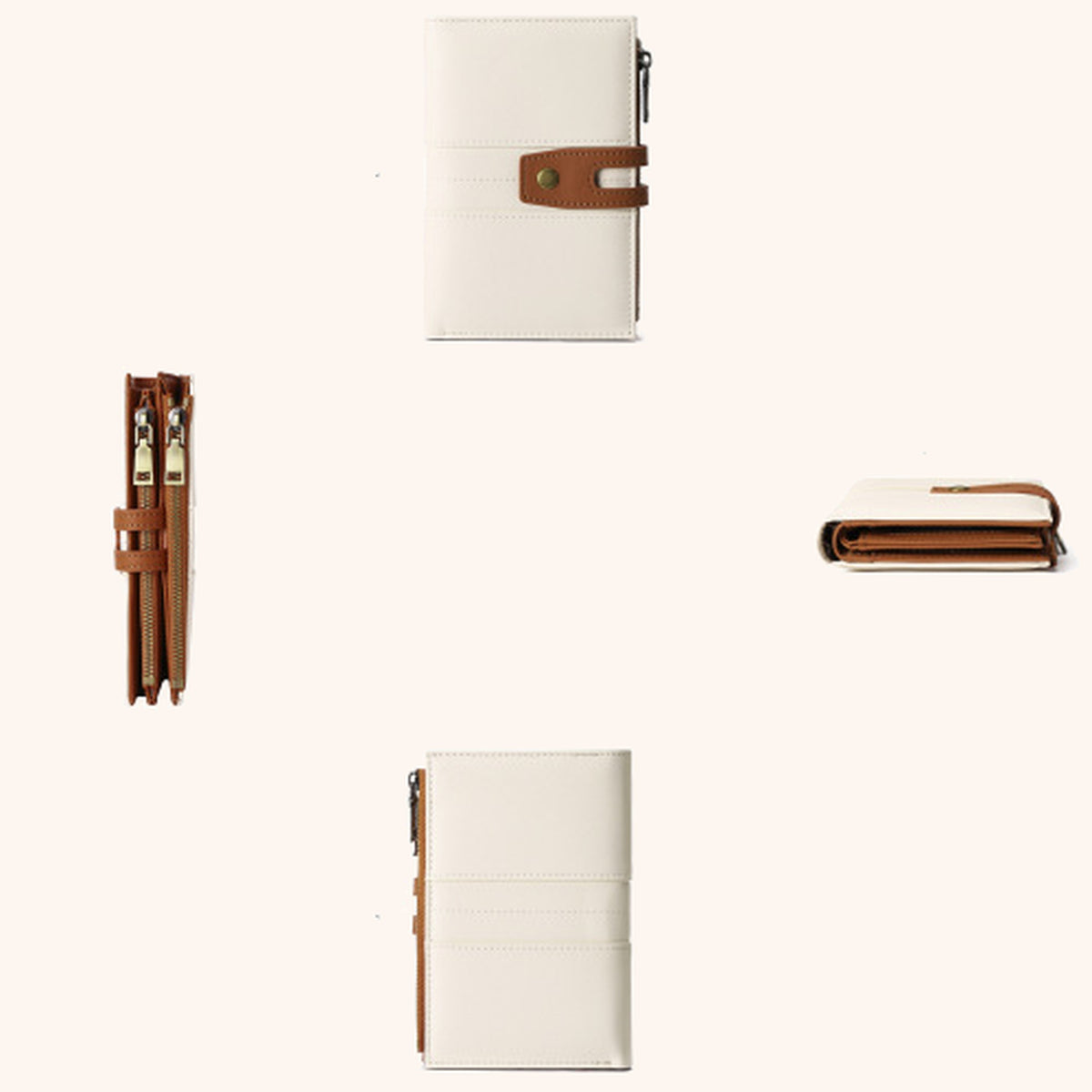 Petit Portefeuille Compact Pochette Photo en cuir vegan, vue à 360° - La Maison Cabas