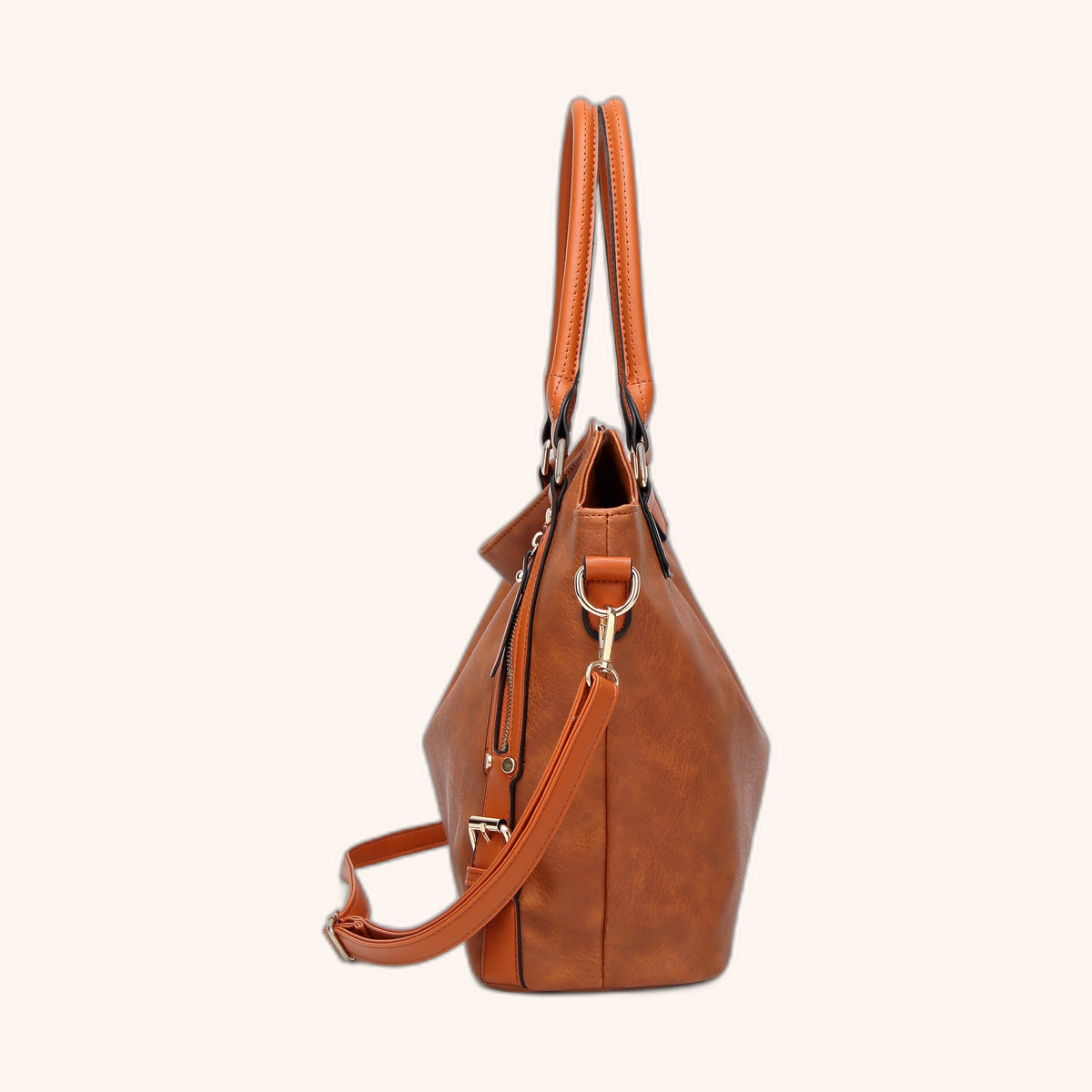 Sac Hobo Souple Anses Zippées en cuir vegan, vue de dos - La Maison Cabas