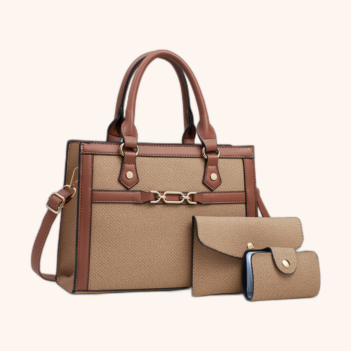 Sac Trois Pièces Femme en cuir vegan, vue détail - La Maison Cabas