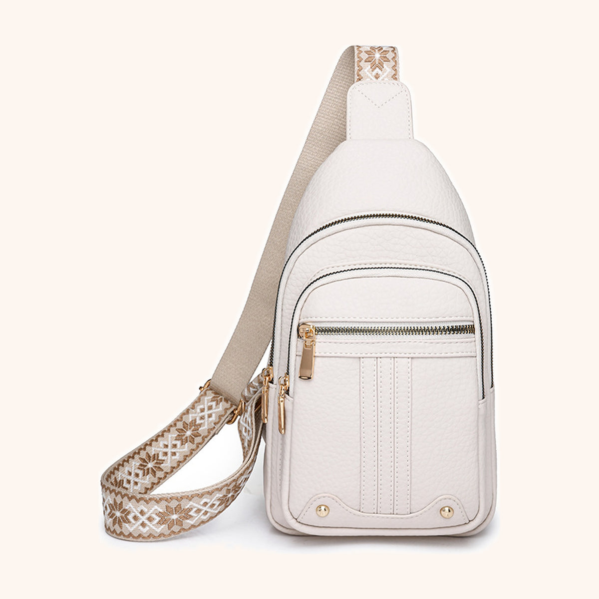 Sac de Poitrine Déperlant en cuir vegan, coloris Crème - La Maison Cabas