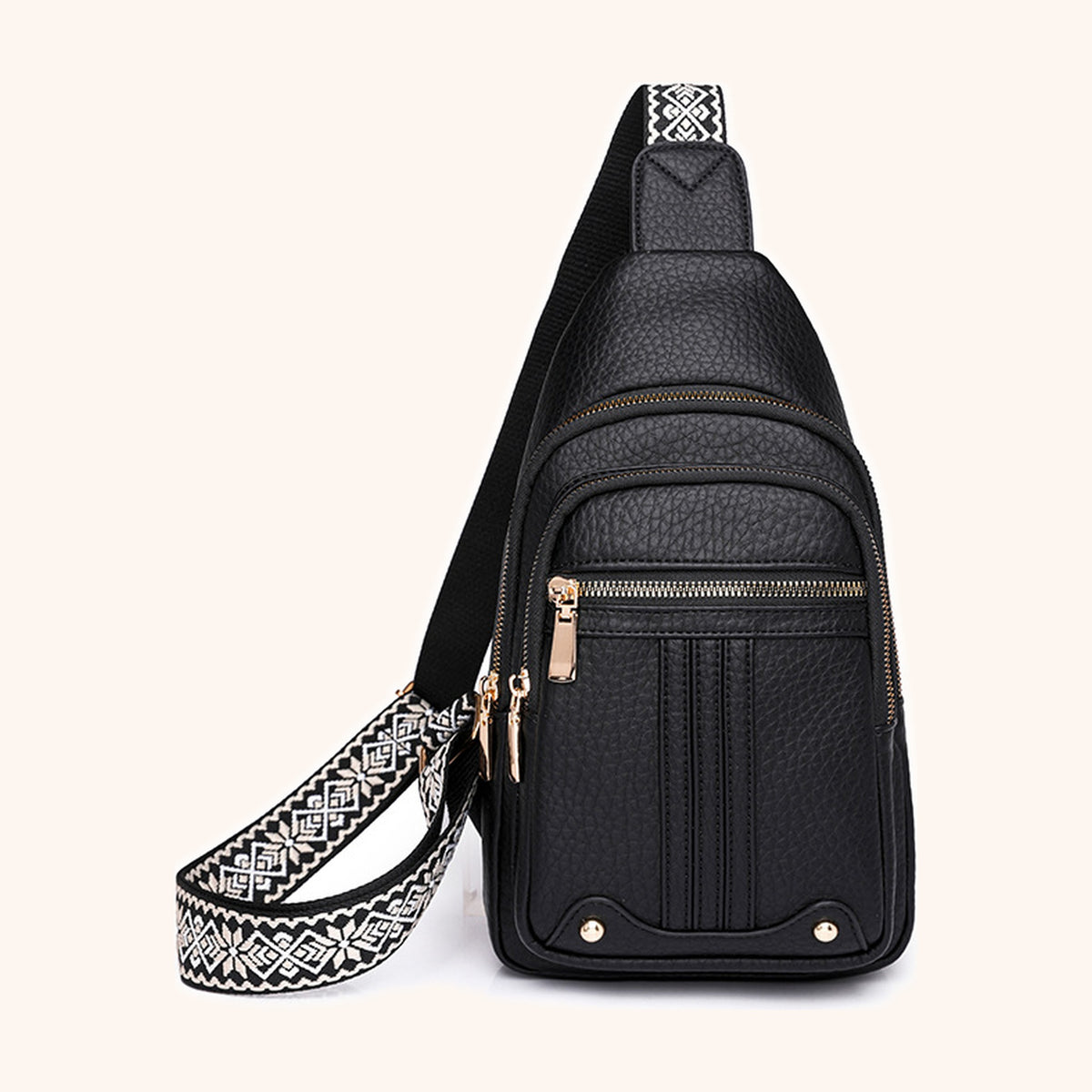 Sac de Poitrine Déperlant en cuir vegan, coloris Noir - La Maison Cabas