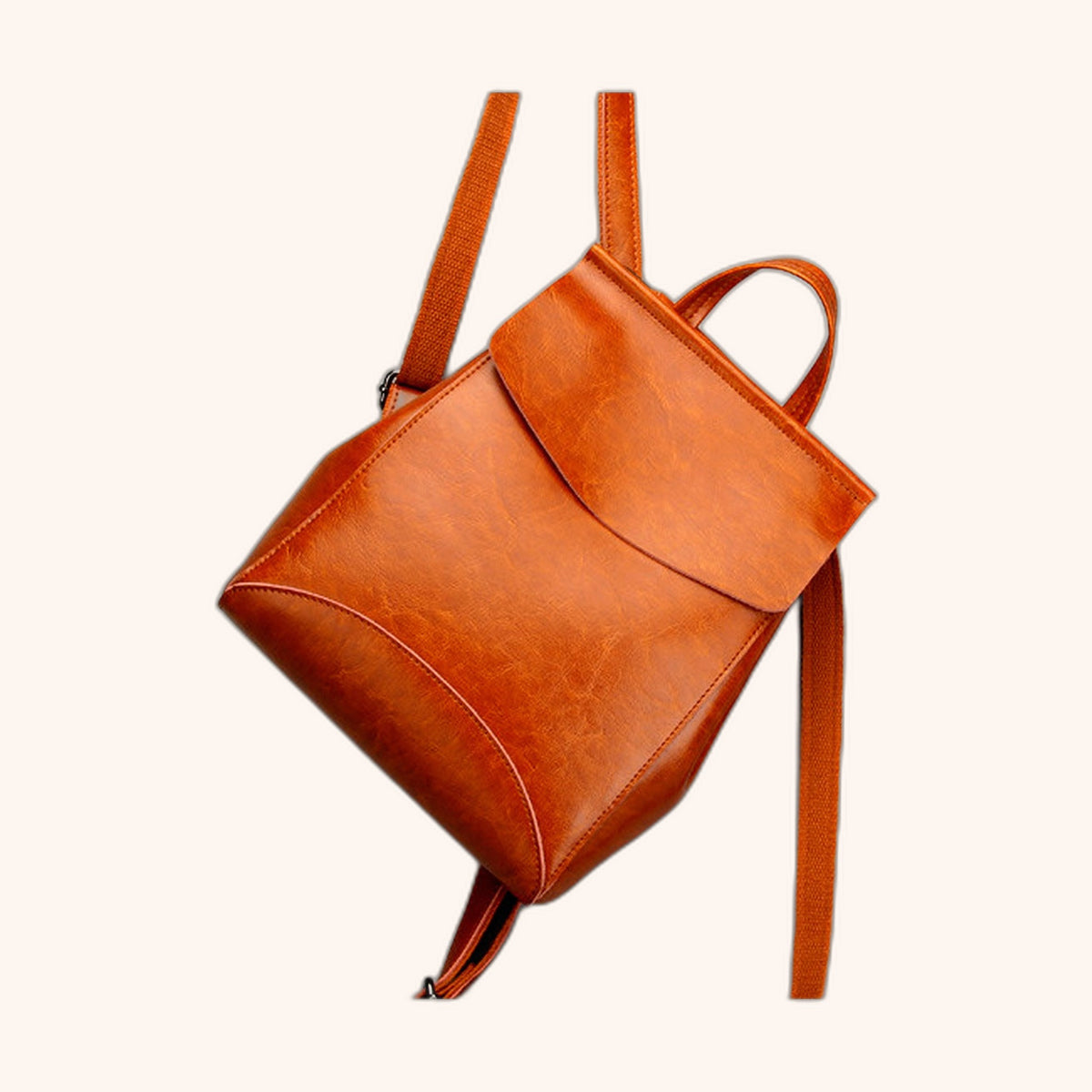 Sac à Dos Cuir Vintage à Rabat en cuir vegan, vue dos - La Maison Cabas