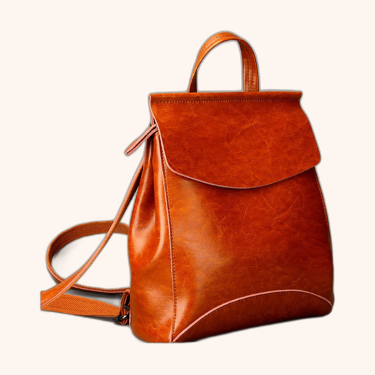 Sac à Dos Cuir Vintage à Rabat en cuir vegan - La Maison Cabas