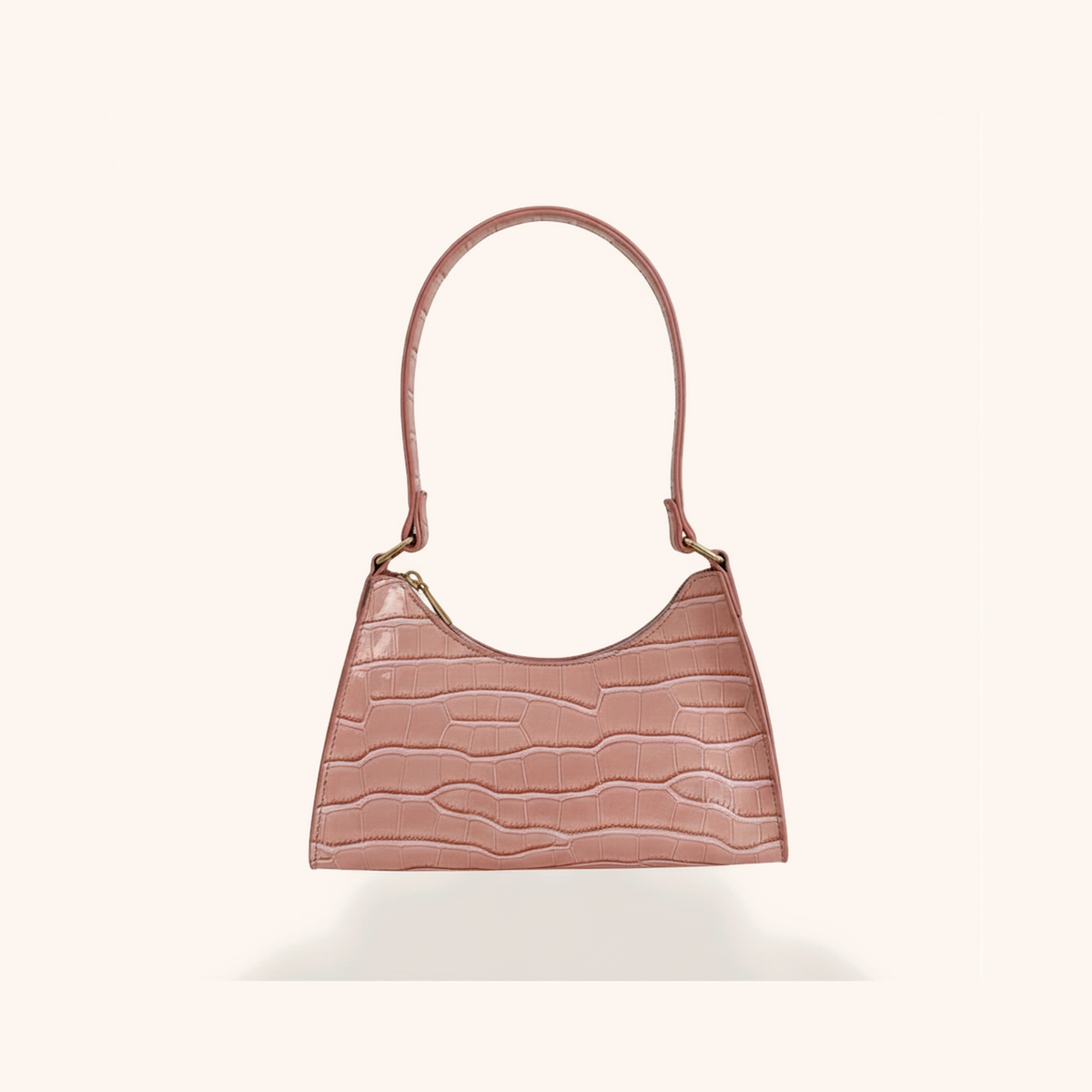 Sac Baguette Effet Croco Tendance en cuir vegan, coloris Rose - La Maison Cabas