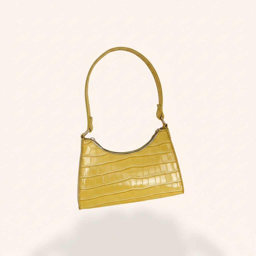 Sac Baguette Effet Croco Tendance en cuir vegan, vue produit 4 - La Maison Cabas